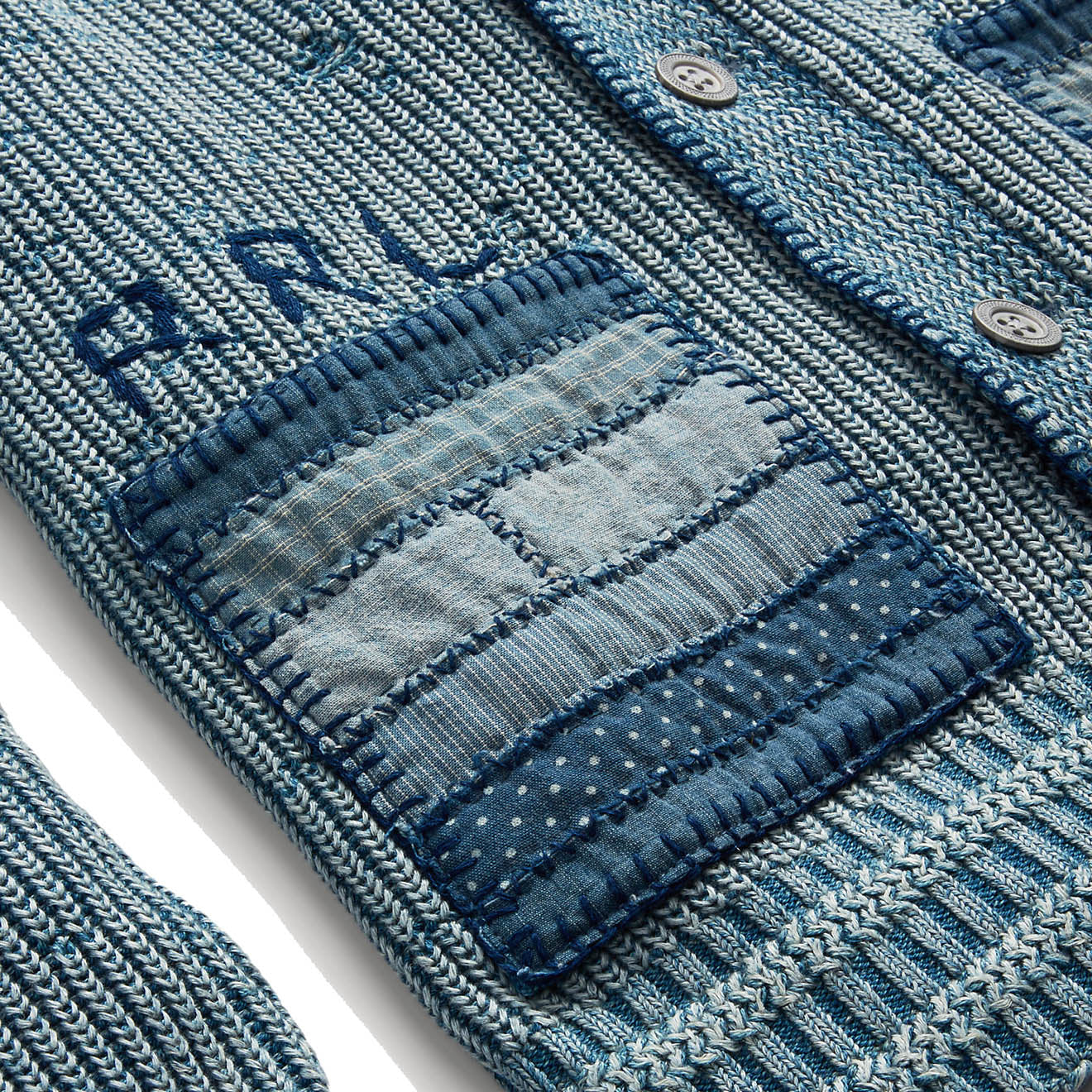 RRL by Ralph Lauren Cotton Linen Cardigan Light Indigo - The Sporting Lodge