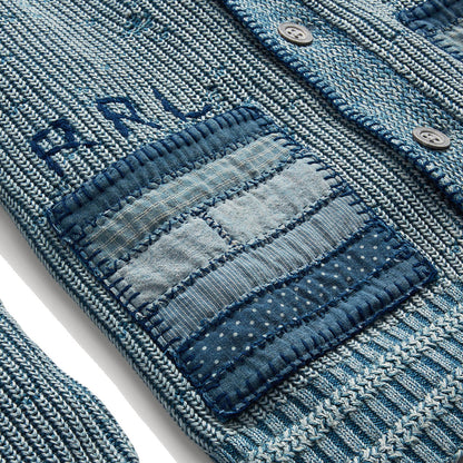 RRL by Ralph Lauren Cotton Linen Cardigan Light Indigo - The Sporting Lodge