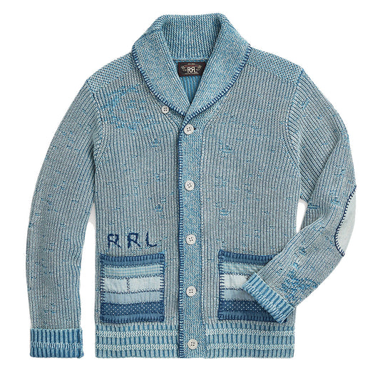 RRL by Ralph Lauren Cotton Linen Cardigan Light Indigo - The Sporting Lodge