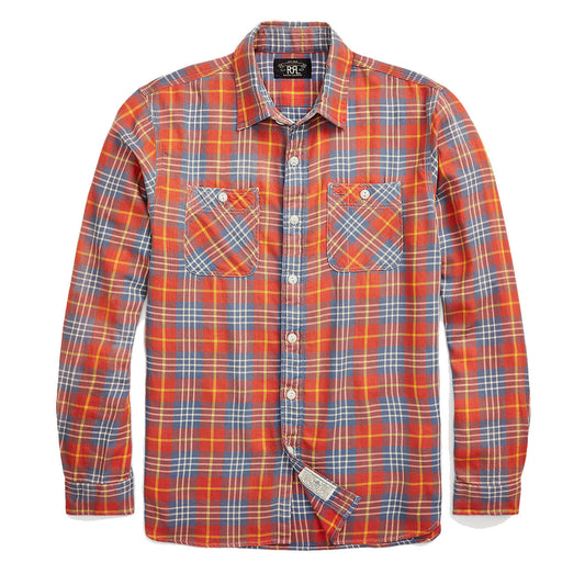 RRL by Ralph Lauren Plaid Twill Workshirt Red / Blue - The Sporting Lodge