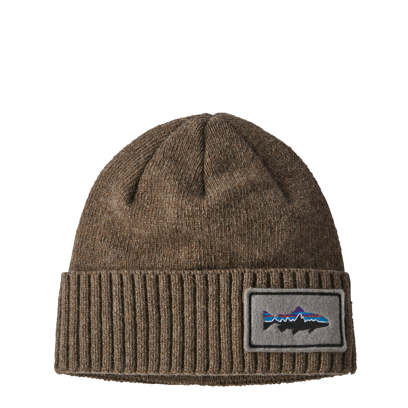 Patagonia Brodeo Beanie Hat Fitz Roy Trout Patch Ash Tan The Sporting Lodge
