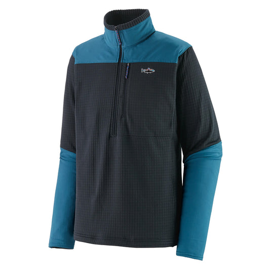 Patagonia Long-Sleeved R1 Fitz Roy 1/4-Zip Pitch Blue - The Sporting Lodge