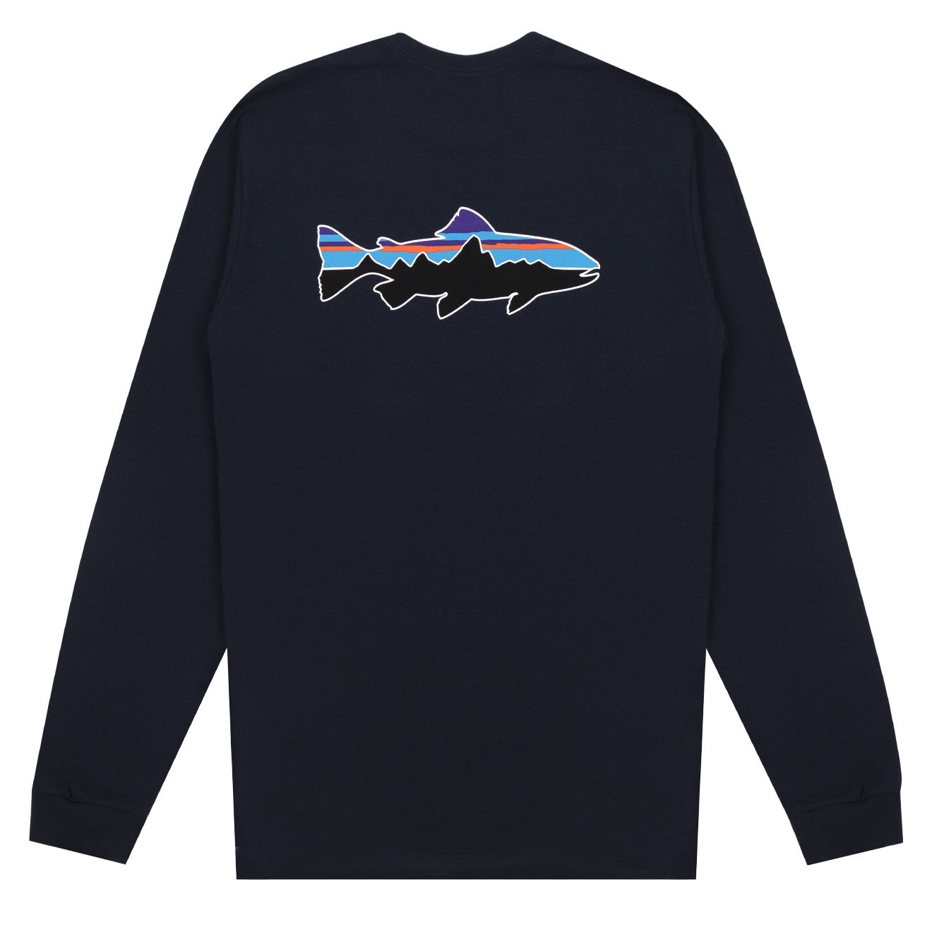 Patagonia L/S Fitz Roy Trout Responsibili-Tee New Navy - The Sporting Lodge