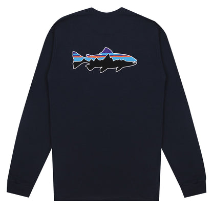 Patagonia L/S Fitz Roy Trout Responsibili-Tee New Navy - The Sporting Lodge