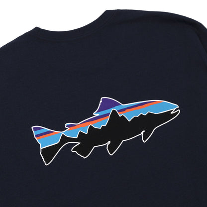 Patagonia L/S Fitz Roy Trout Responsibili-Tee New Navy - The Sporting Lodge