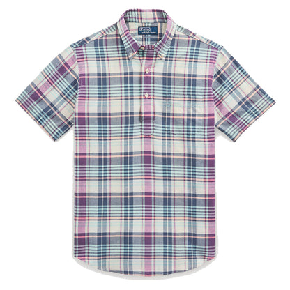 Polo Ralph Lauren Classic Fit Madras Popover Shirt Cream/Navy Multi - The Sporting Lodge