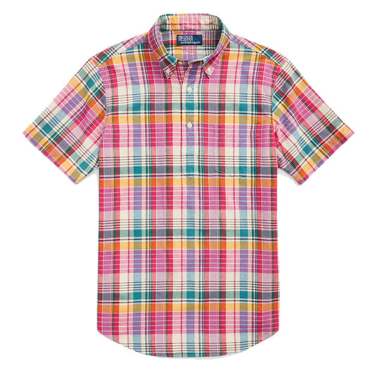 Polo Ralph Lauren Classic Fit Madras Popover Shirt Pink/Cream Multi - The Sporting Lodge