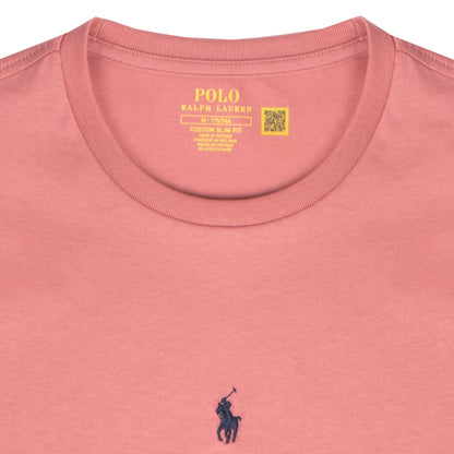 Polo Ralph Lauren Custom Slim Fit Centre Logo T-Shirt Desert Rose - The Sporting Lodge