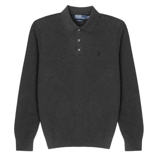 Polo Ralph Lauren Custom Slim Fit Mesh L/S Polo Windsor Heather - The Sporting Lodge