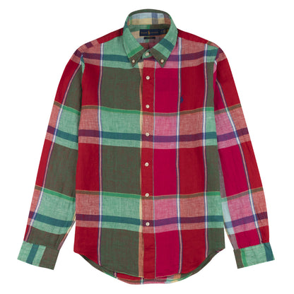 Polo Ralph Lauren L/S Linen Check Shirt Red / Green Multi - The Sporting Lodge