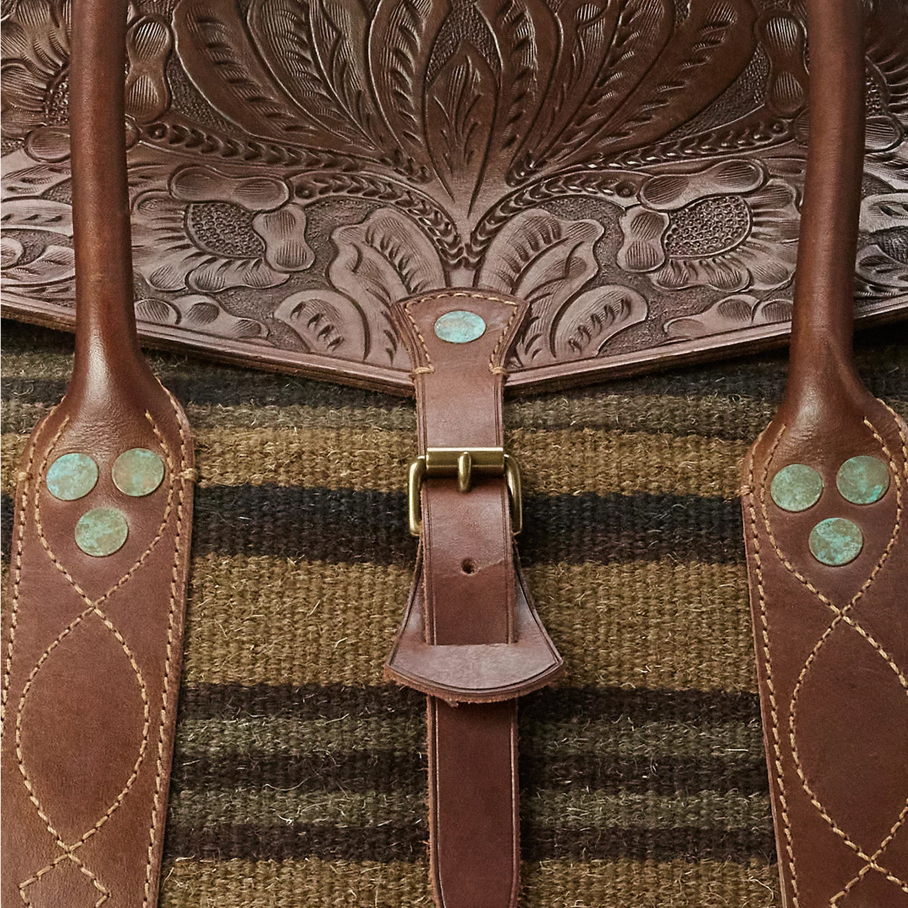 RRL by Ralph Lauren Handwoven Jacquard Overnight Bag Grey / Brown Multi - The Sporting Lodge