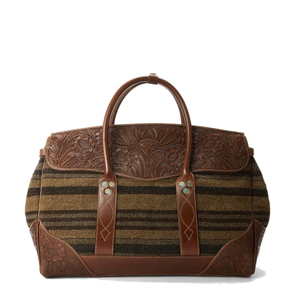 RRL by Ralph Lauren Handwoven Jacquard Overnight Bag Grey / Brown Multi - The Sporting Lodge