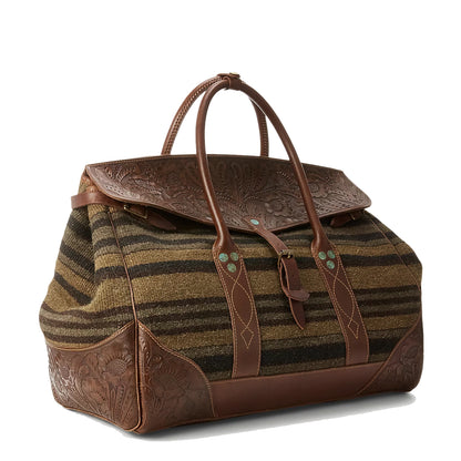 RRL by Ralph Lauren Handwoven Jacquard Overnight Bag Grey / Brown Multi - The Sporting Lodge