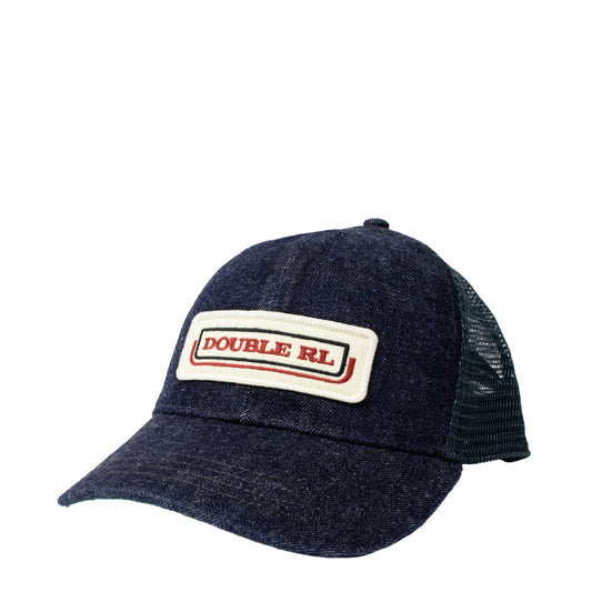 RRL by Ralph Lauren Indigo Logo-Patch Denim Trucker Cap Indigo - The Sporting Lodge