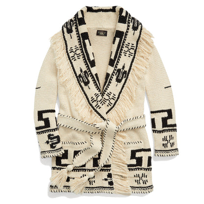 RRL by Ralph Lauren Womens Indigo Patchwork Shawl-Collar Cardigan Brown Multi - The Sporting Lodge