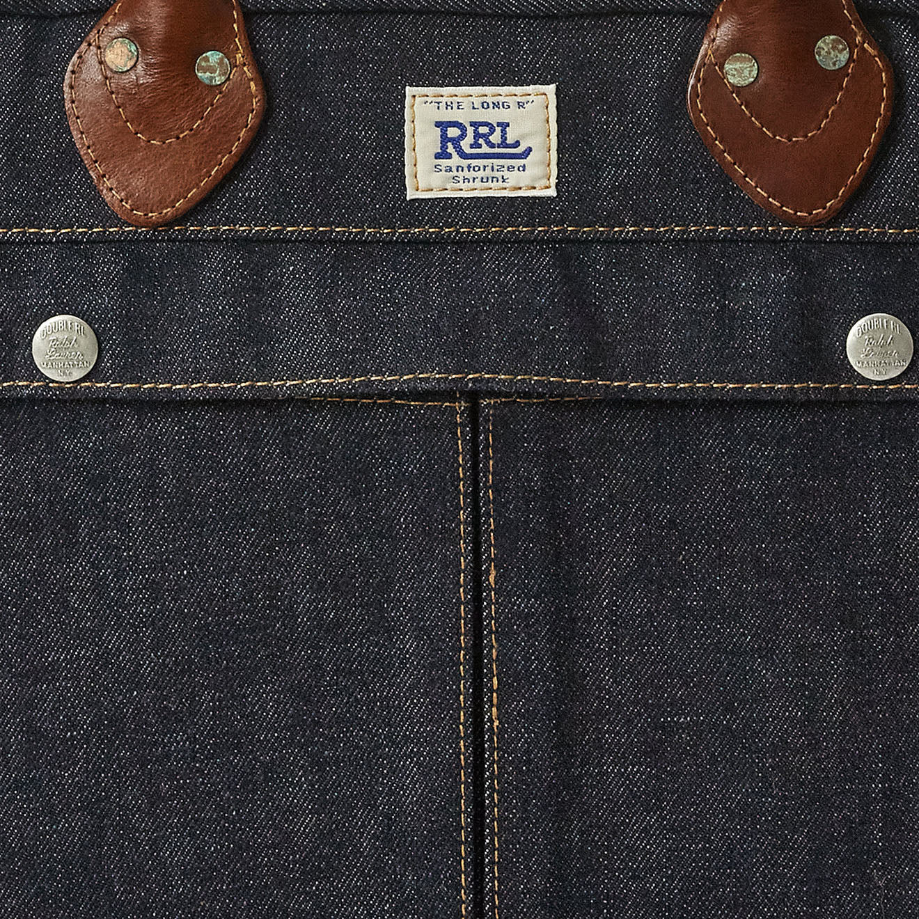 RRL by Ralph Lauren Leather-Trim Denim Briefcase Indigo - The Sporting Lodge