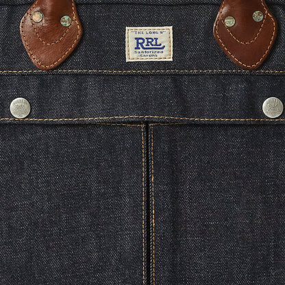 RRL by Ralph Lauren Leather-Trim Denim Briefcase Indigo - The Sporting Lodge