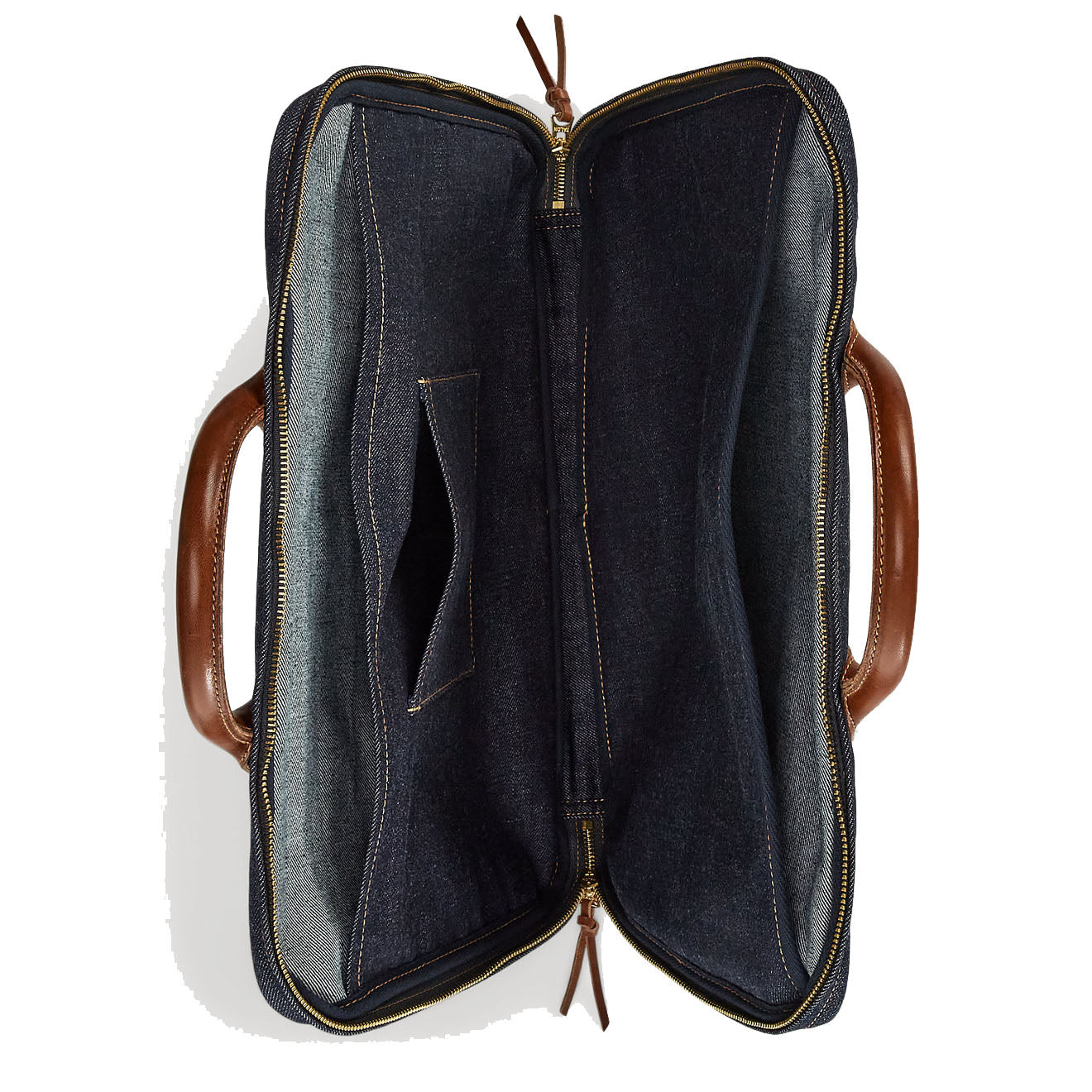 RRL by Ralph Lauren Leather-Trim Denim Briefcase Indigo - The Sporting Lodge