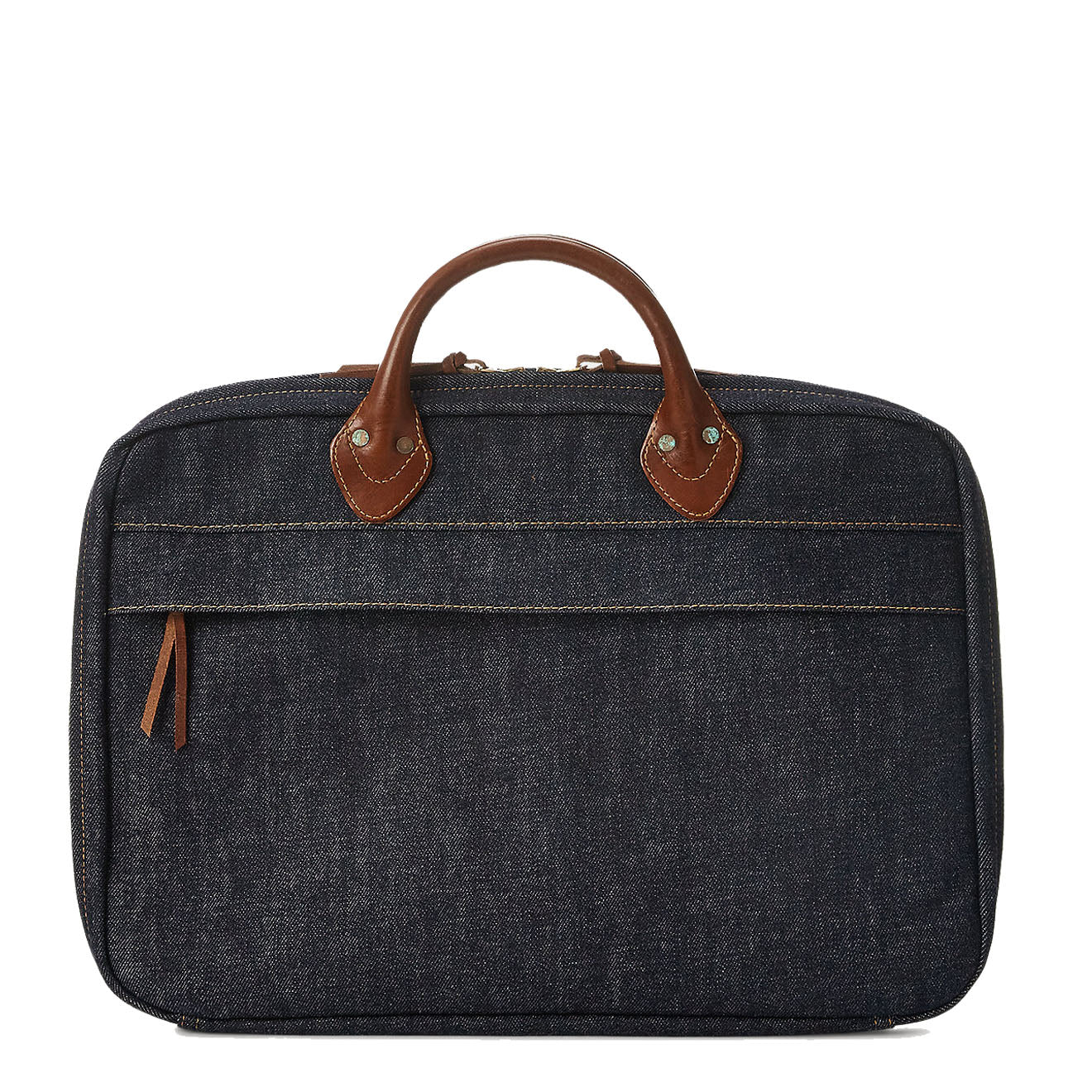 RRL by Ralph Lauren Leather-Trim Denim Briefcase Indigo - The Sporting Lodge