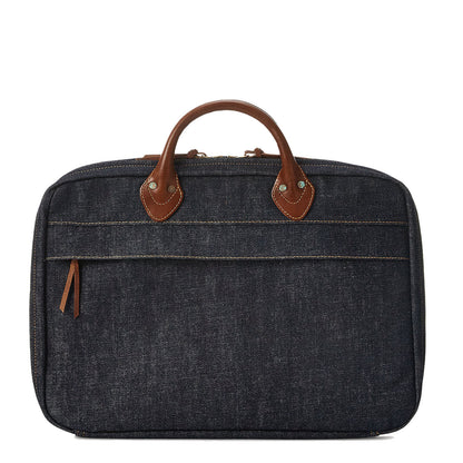 RRL by Ralph Lauren Leather-Trim Denim Briefcase Indigo - The Sporting Lodge