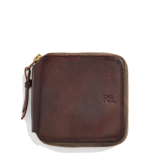 RRL by Ralph Lauren Leather Zip Wallet Dark Brown - The Sporting Lodge