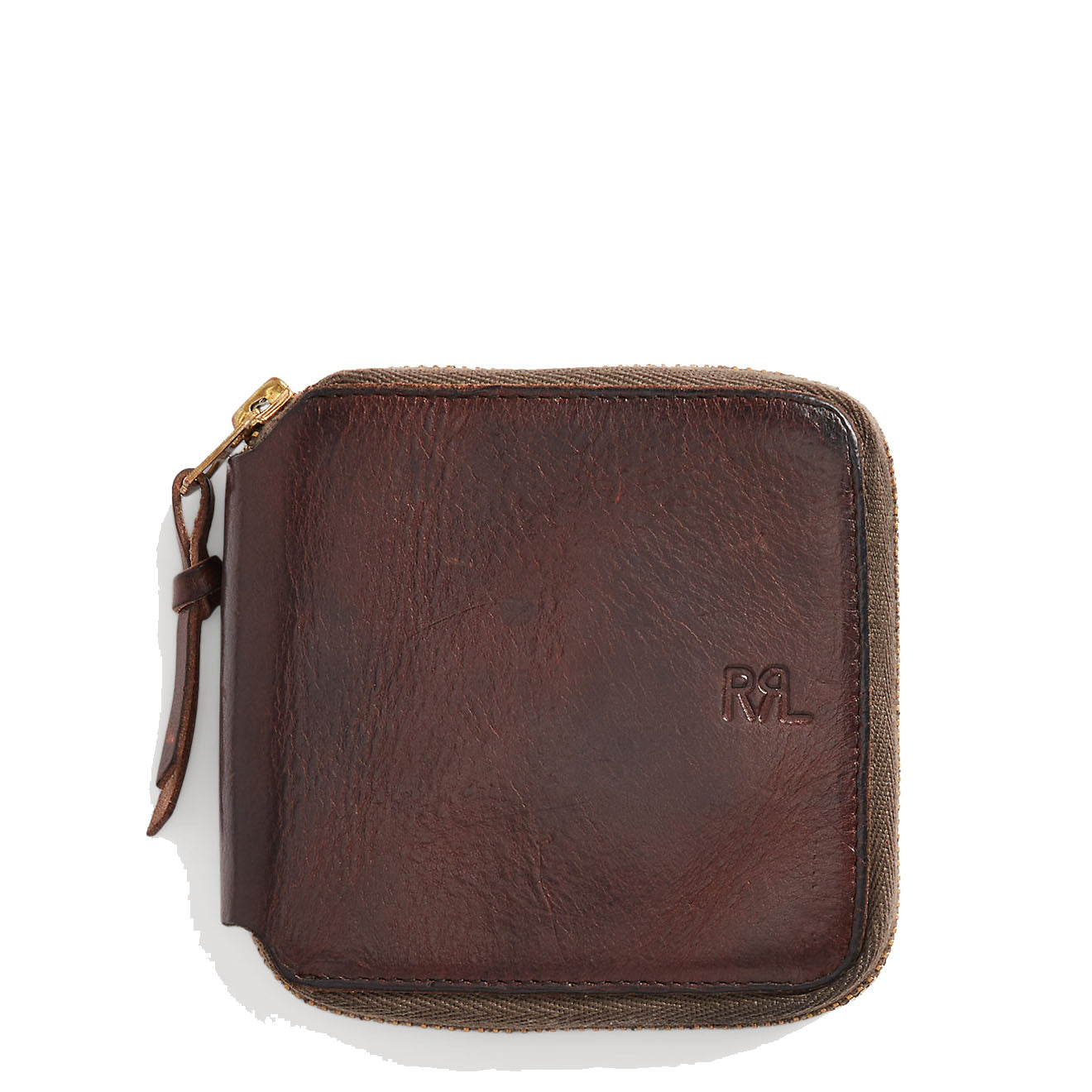 RRL by Ralph Lauren Leather Zip Wallet Dark Brown | The Sporting Lodge