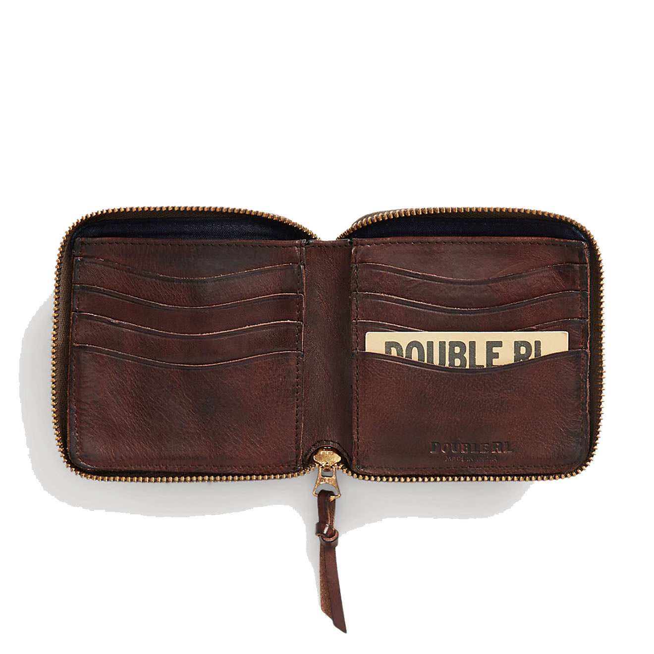 RRL by Ralph Lauren Leather Zip Wallet Dark Brown - The Sporting Lodge