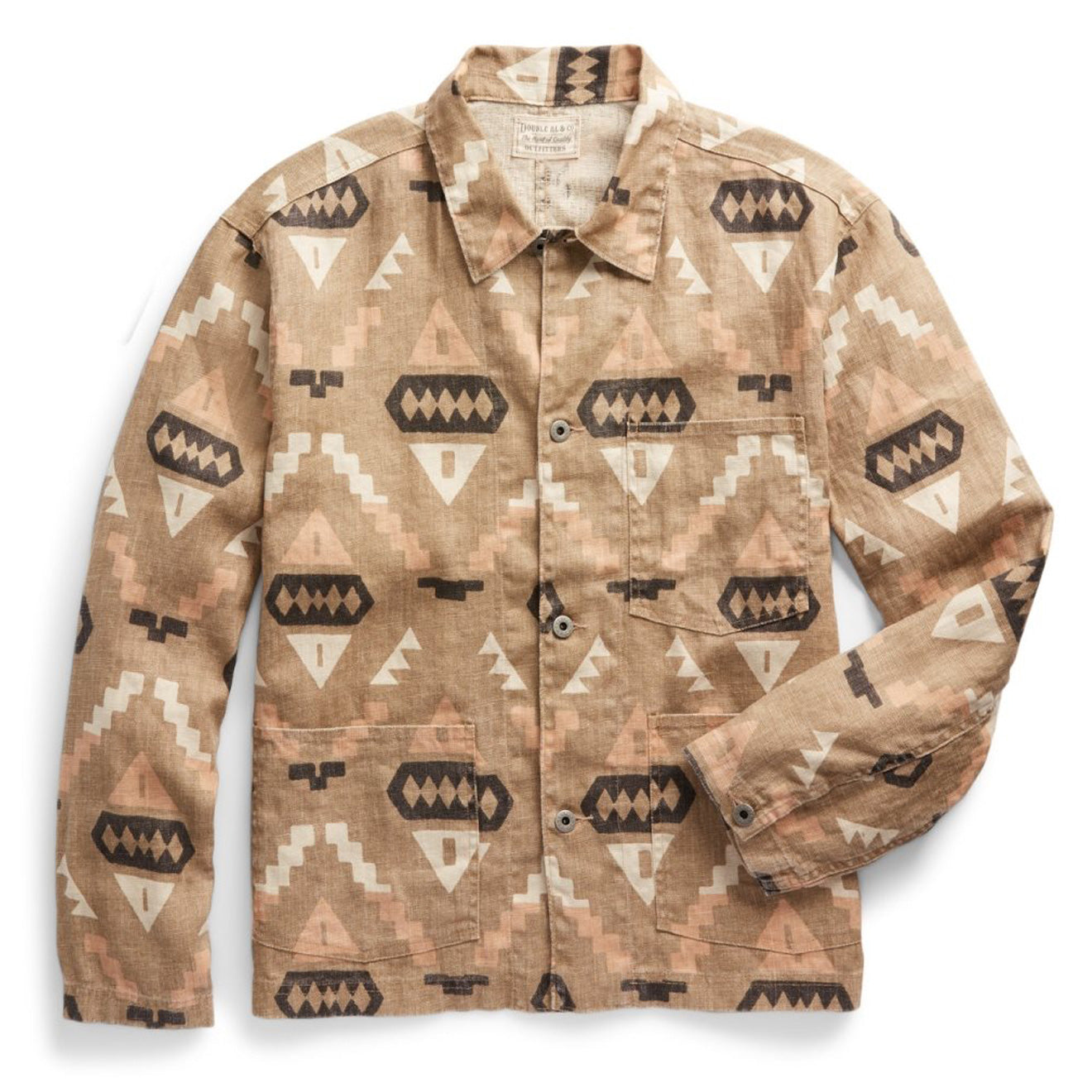 RRL by Ralph Lauren Print Linen Chore Jacket Stone / Green / Burnt Sienna - The Sporting Lodge