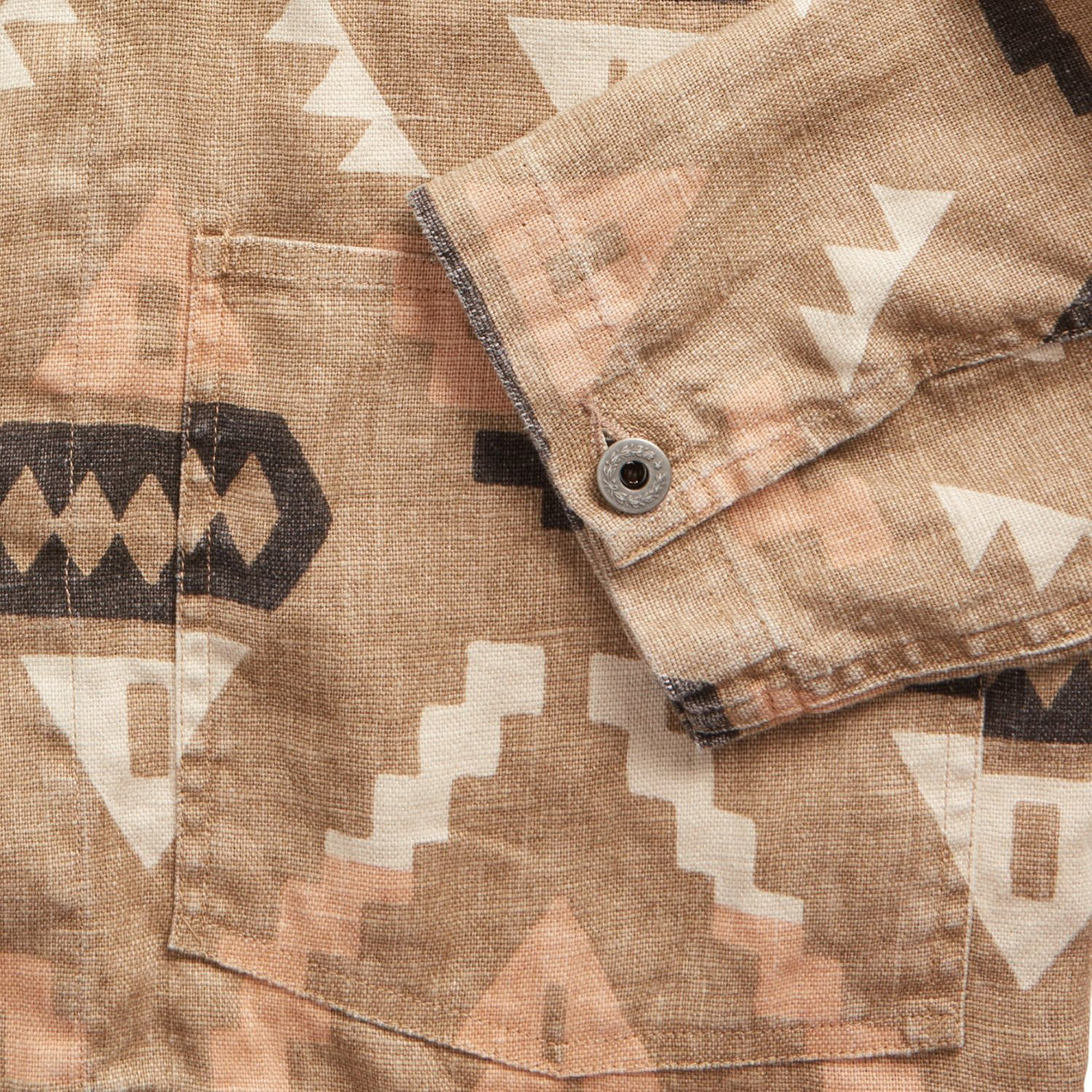 RRL by Ralph Lauren Print Linen Chore Jacket Stone / Green / Burnt Sienna - The Sporting Lodge