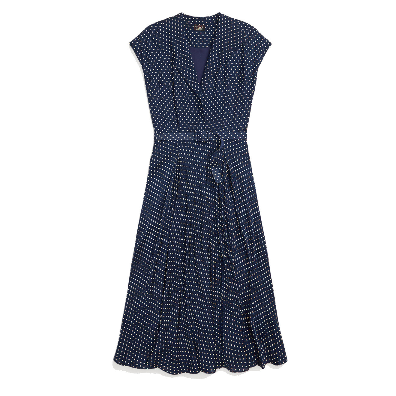 RRL by Ralph Lauren Womens Polka-Dot Silk Georgette Dress Navy / Cream - The Sporting Lodge