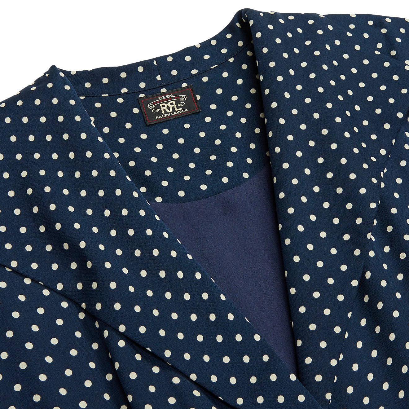 RRL by Ralph Lauren Womens Polka-Dot Silk Georgette Dress Navy / Cream - The Sporting Lodge
