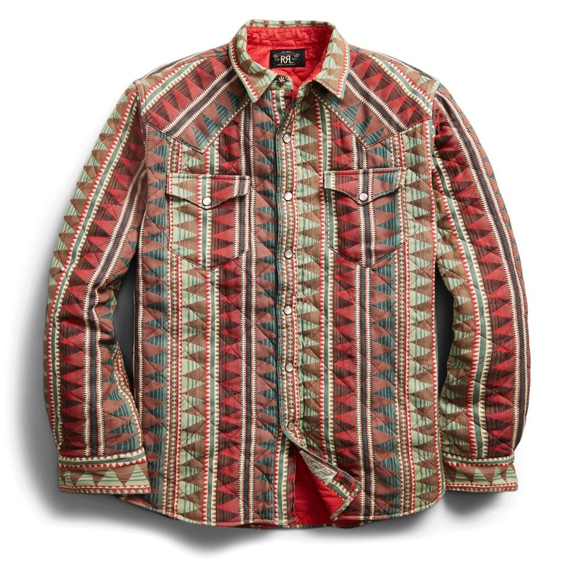 RRL by Ralph Lauren Quilted Jacquard Overshirt Red Multi The Sporting Lodge