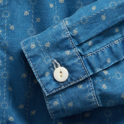 RRL by Ralph Lauren Womens Indigo Floral Cotton-Linen Shirt Jacket Indigo Multi - The Sporting Lodge