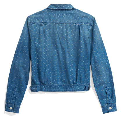 RRL by Ralph Lauren Womens Indigo Floral Cotton-Linen Shirt Jacket Indigo Multi - The Sporting Lodge