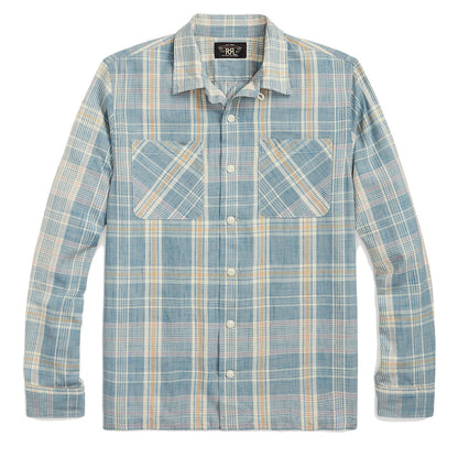 RRL by Ralph Lauren Madras Camp Shirt Light Blue - The Sporting Lodge