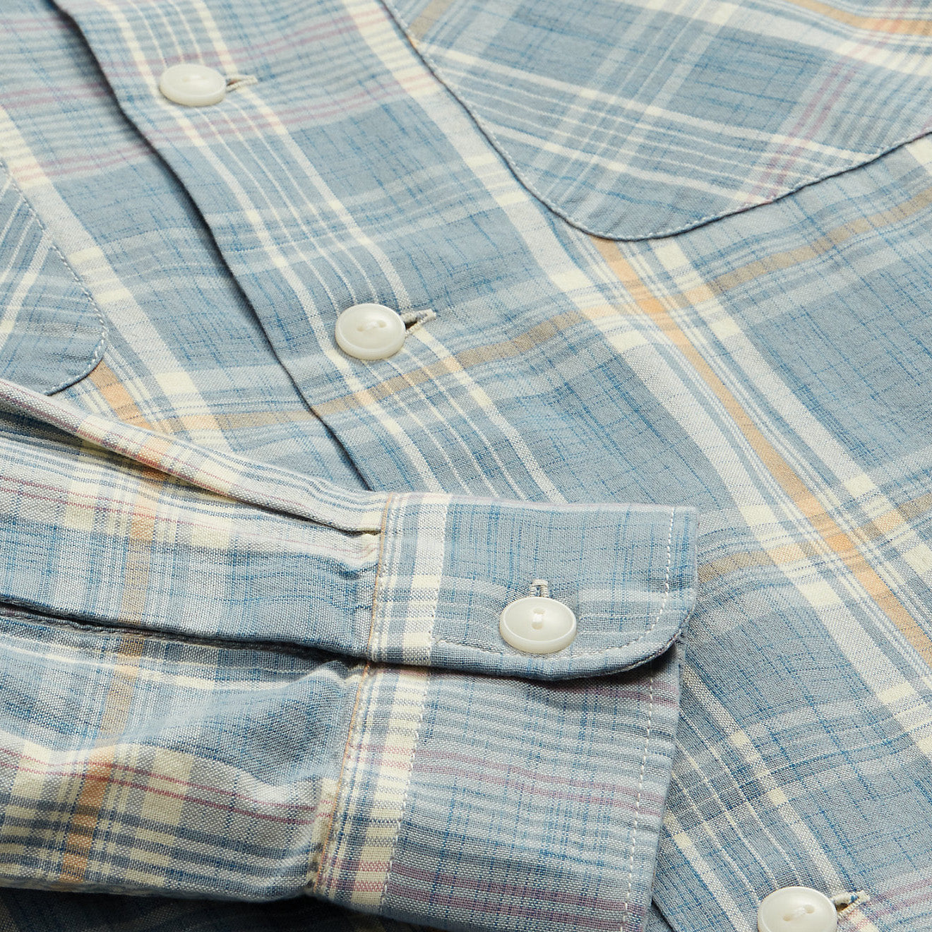 RRL by Ralph Lauren Madras Camp Shirt Light Blue - The Sporting Lodge