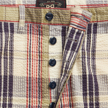 RRL by Ralph Lauren Officer Seersucker Madras Short Multi Blue - The Sporting Lodge