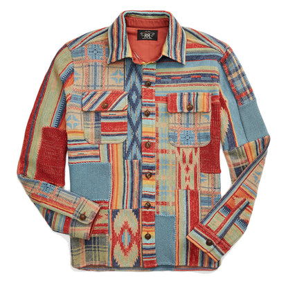 RRL by Ralph Lauren Patchwork Workshirt Jumper Rust Multi - The Sporting Lodge