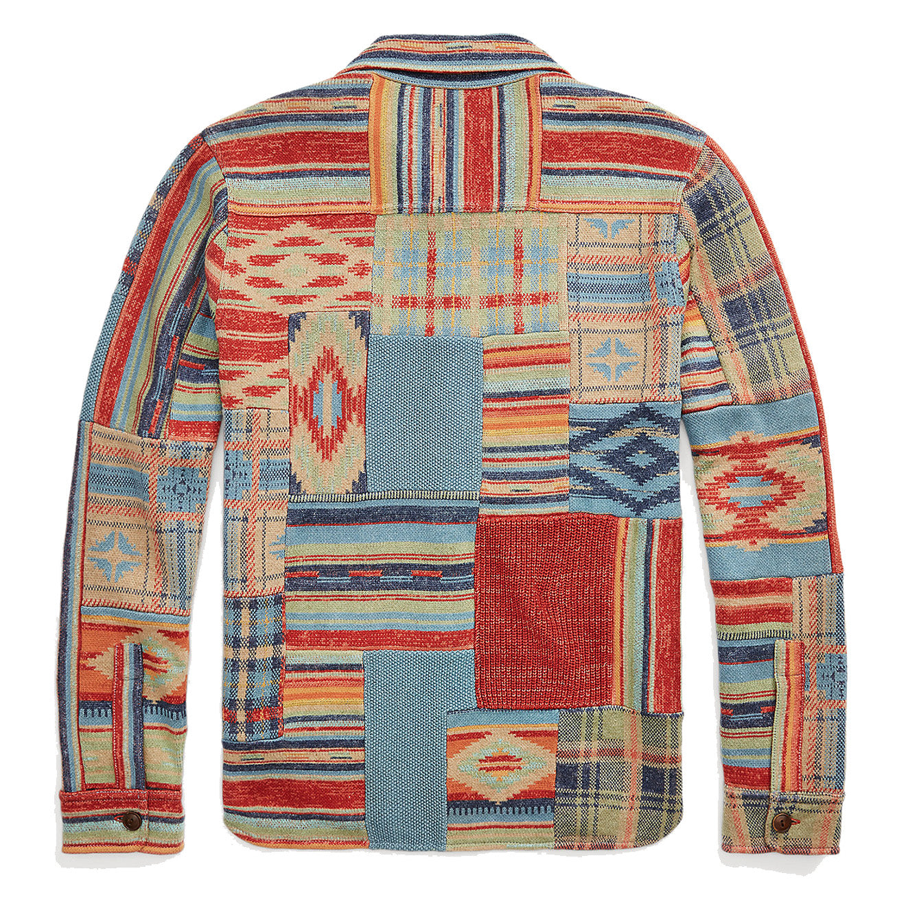 RRL by Ralph Lauren Patchwork Workshirt Jumper Rust Multi - The Sporting Lodge
