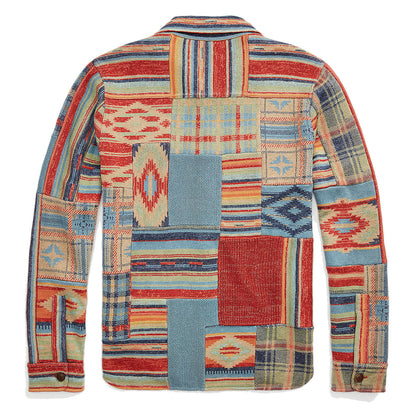RRL by Ralph Lauren Patchwork Workshirt Jumper Rust Multi - The Sporting Lodge