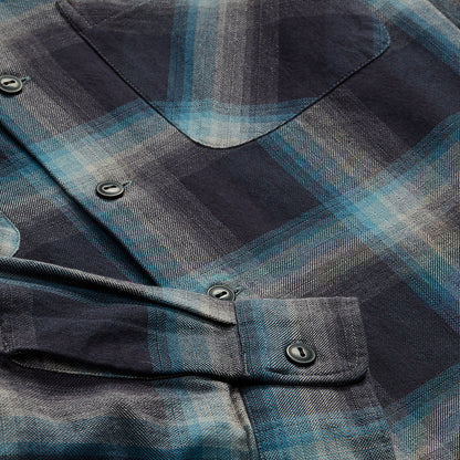 RRL by Ralph Lauren Plaid Jaspe Twill Camp Workshirt Black/Blue - The Sporting Lodge