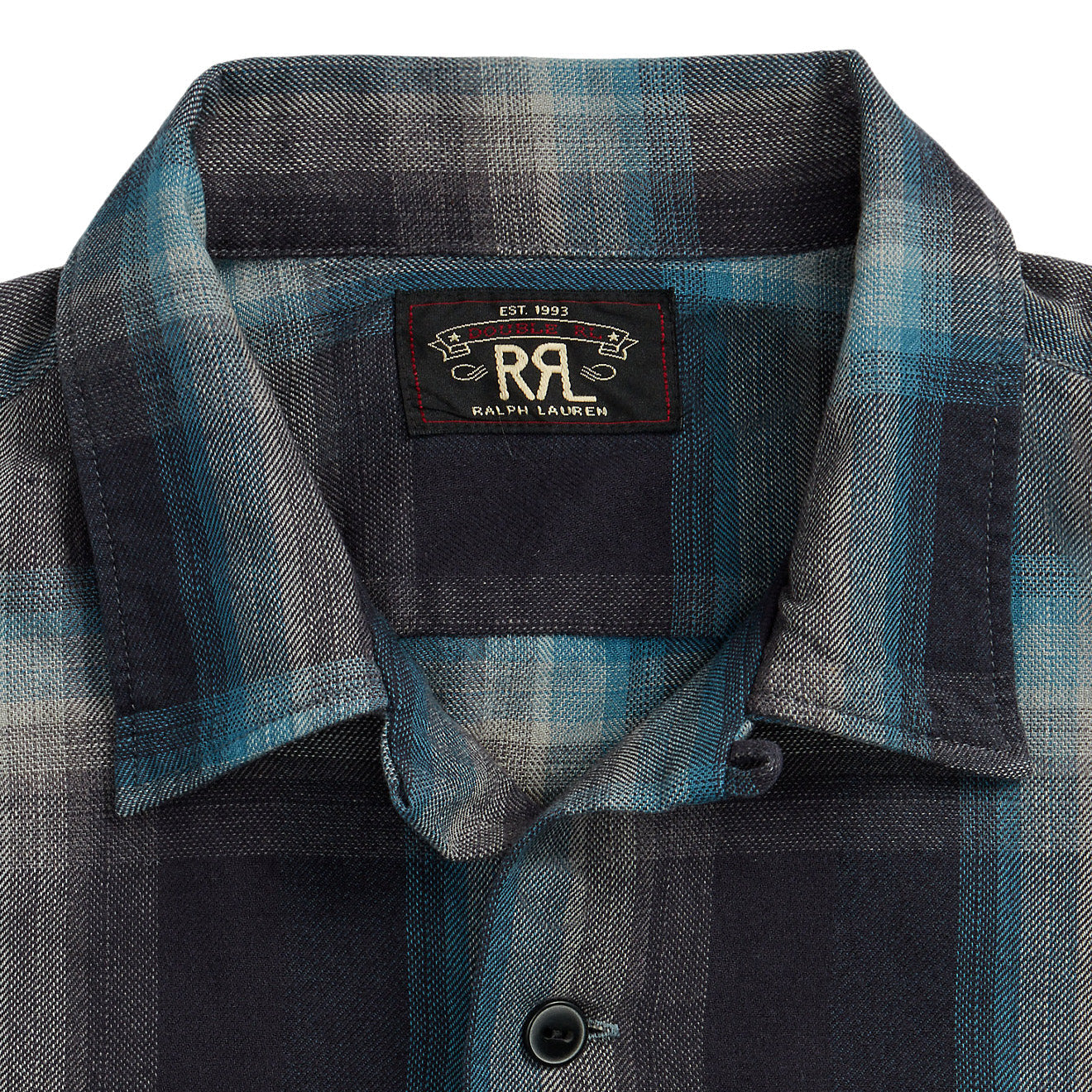 RRL by Ralph Lauren Plaid Jaspe Twill Camp Workshirt Black/Blue - The Sporting Lodge