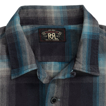 RRL by Ralph Lauren Plaid Jaspe Twill Camp Workshirt Black/Blue - The Sporting Lodge