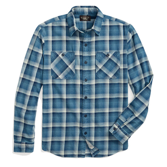 RRL by Ralph Lauren Plaid Twill Workshirt Indigo / Cream - The Sporting Lodge