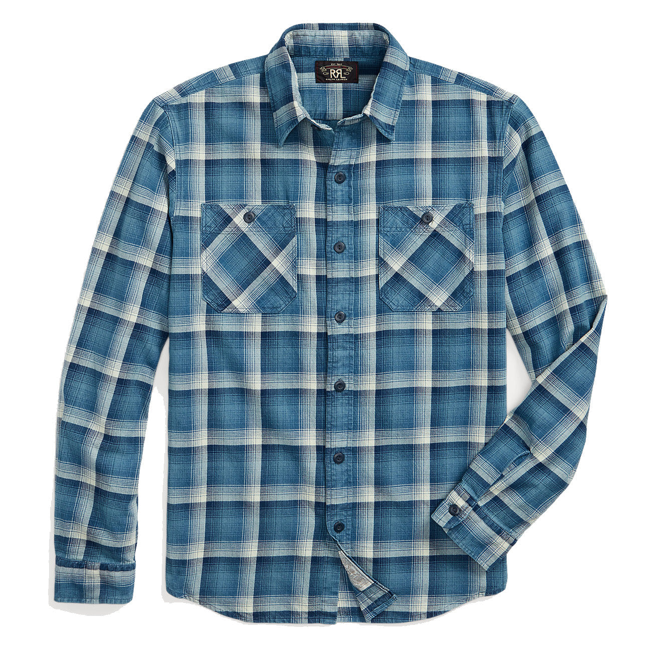 RRL by Ralph Lauren Plaid Twill Workshirt Indigo / Cream