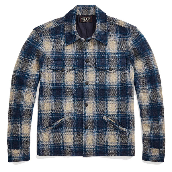 RRL by Ralph Lauren Plaid Wool-Cashmere Workshirt Jumper Blue RRL by Ralph Lauren Plaid Wool-Cashmere Workshirt Jumper Blue