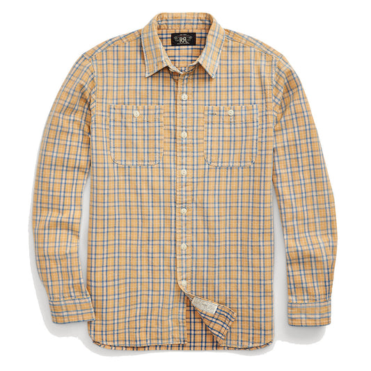 RRL by Ralph Lauren Plaid Woven Workshirt Tan / Indigo - The Sporting Lodge