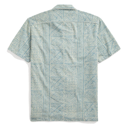 RRL by Ralph Lauren Print Indigo Jersey Camp Shirt Indigo/Cream - The Sporting Lodge
