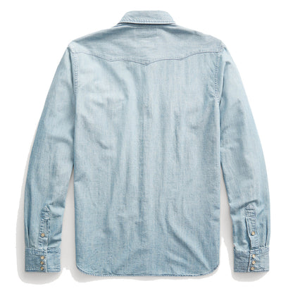 RRL by Ralph Lauren Slim Fit Chambray Western Shirt Davey Wash - The Sporting Lodge