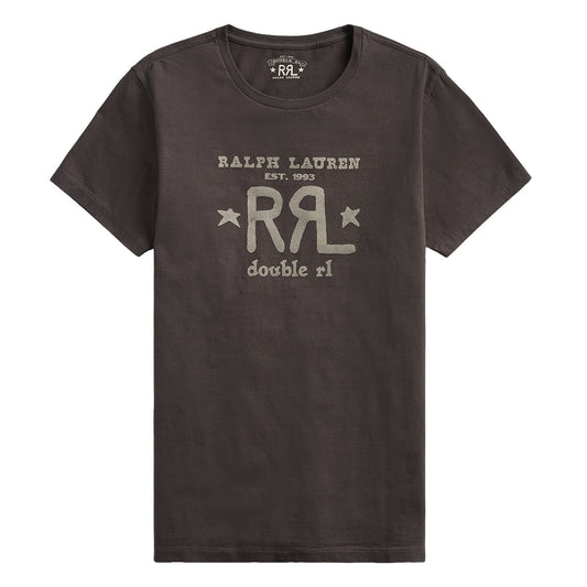 RRL by Ralph Lauren Graphic Logo T-Shirt Faded Black Canvas - The Sporting Lodge